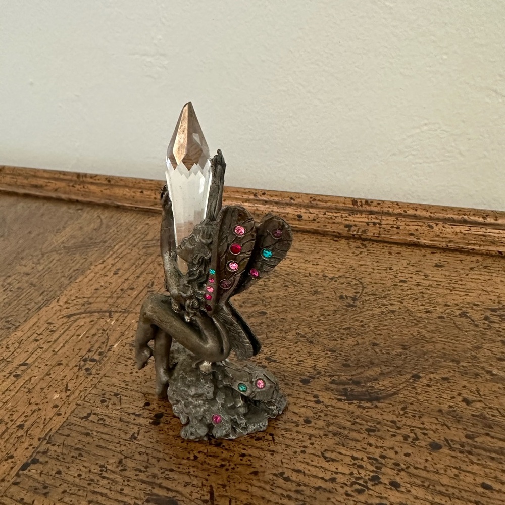 Rare Comstock CCI Pewter Fairy Fae Nymph Pixie Crystal Rhinestones Figurine - Picture 4 of 11